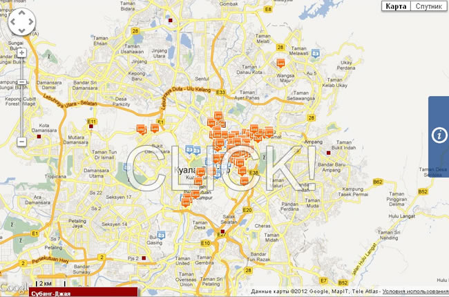 карта Куала Лумпура  - отели на карте Куала Лумпура  Малайзии 