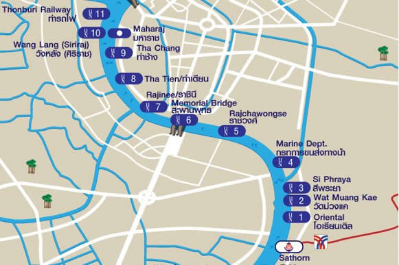 карта  водных путей бангкока по реке чао прайя